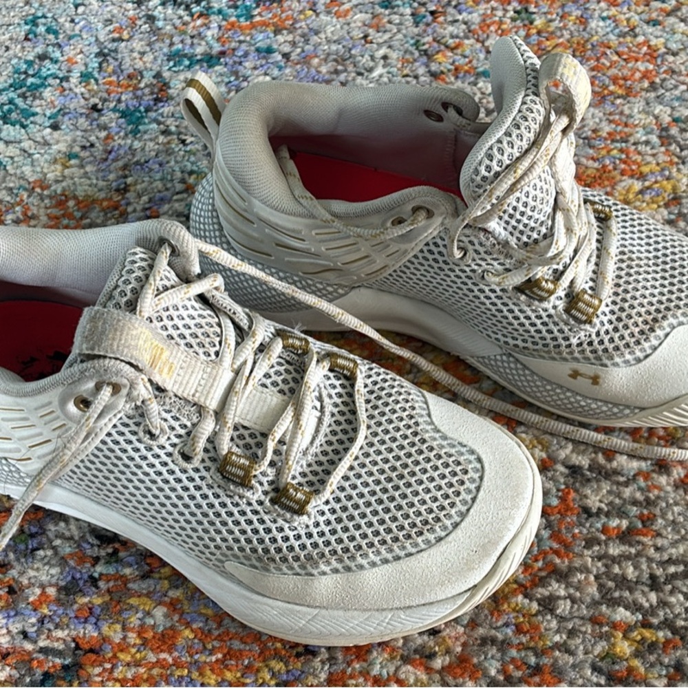 Under Armour White and Gold Volleyball Shoes